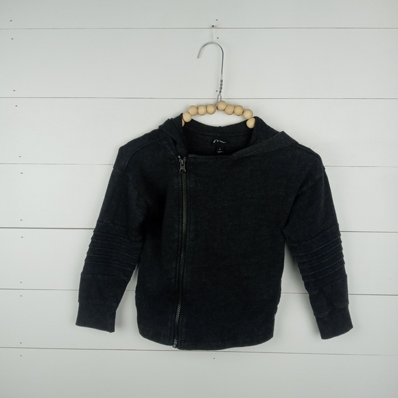 art class girls size 4T full zipper purpose faded hoodie dark gray faded ribbed - Picture 1 of 7